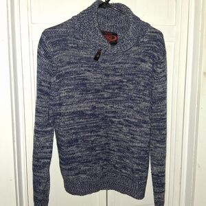 Yoki Men's Blue Marled Turtleneck Sweater